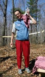 An orienteer takes his Billygoat t-shirt.